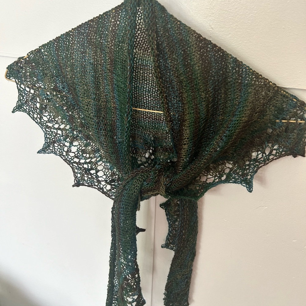 Hand knit scarf shawl